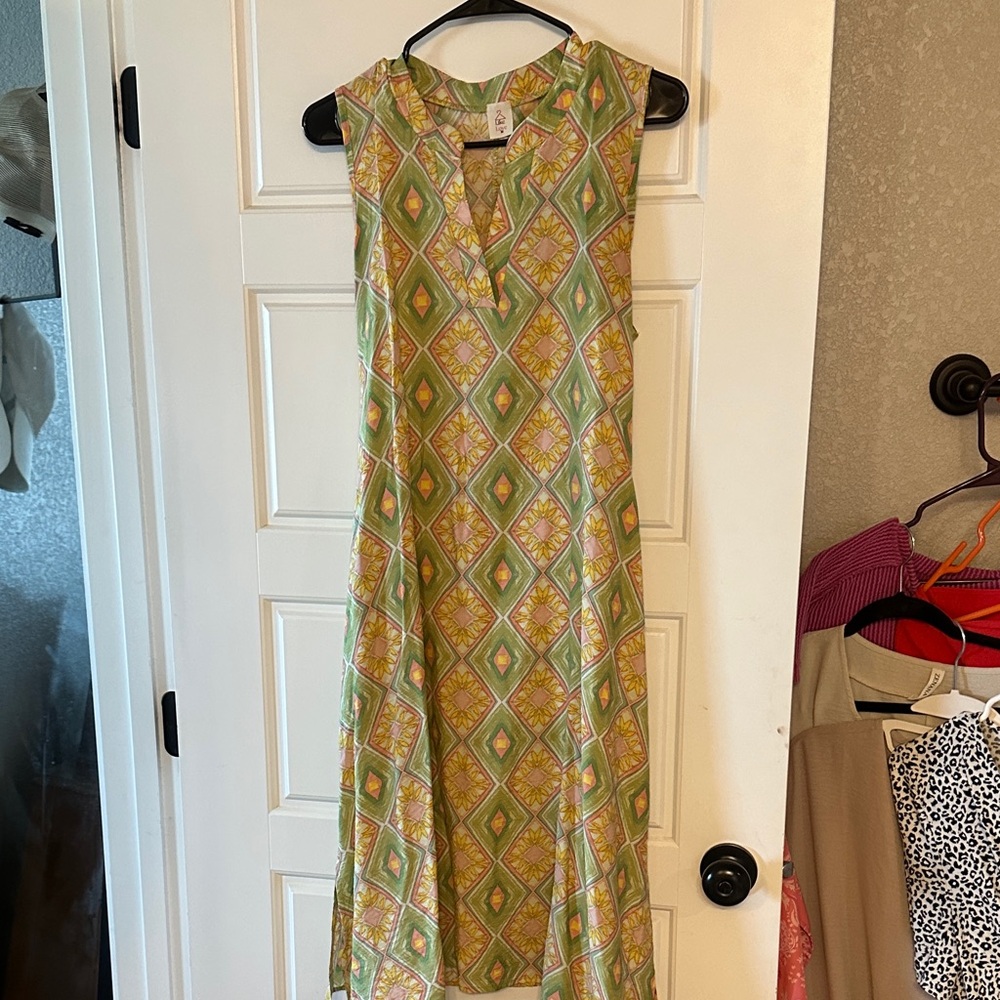 Vibrant Geometric High-Low Dress